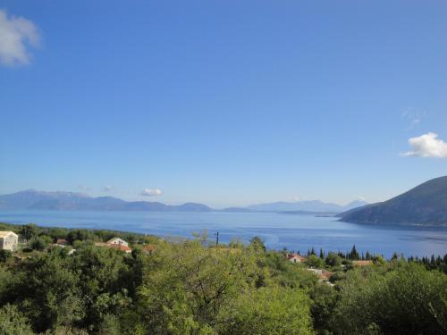 a view of a lake from a hill at Vila Tselentata in Fiskardho