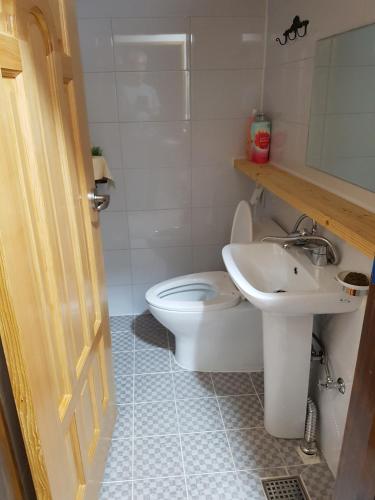 a bathroom with a toilet and a sink at The Hanok in Jeonju