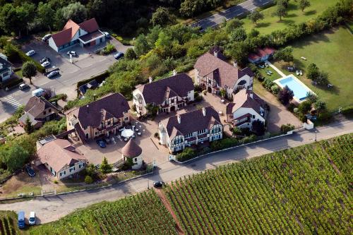 - une vue aérienne sur une maison avec une cour dans l'établissement Kanzel Residences, à Beblenheim
