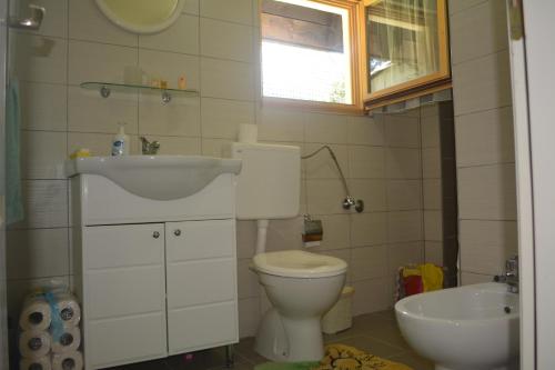 a small bathroom with a toilet and a sink at Chalet Tupara in Vlasic