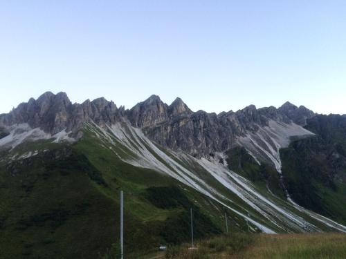 a mountain with snow on the side of it at Ferienhaus Staudacher in Brennero