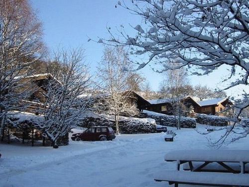 Tidy chalet with fireplace, located in wooded area im Winter