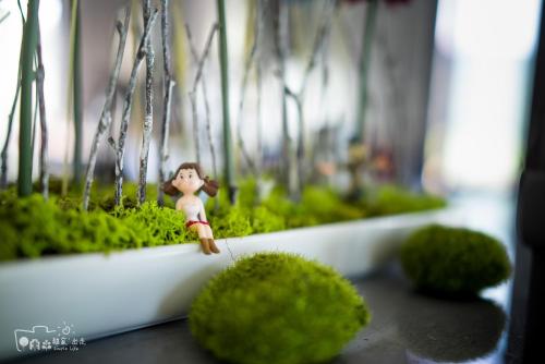 a small toy doll sitting in a planter at Simple Life in Yuli