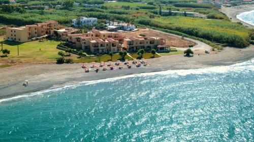 an aerial view of a beach with a group of people at Silver Beach Hotel & Apartments in Gerani Chanion