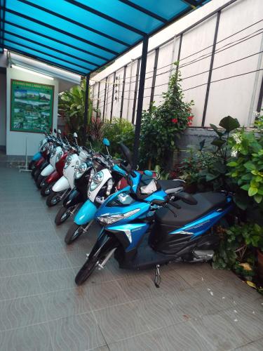 a row of motorcycles parked next to a building at Grandma Kaew House in Chiang Rai