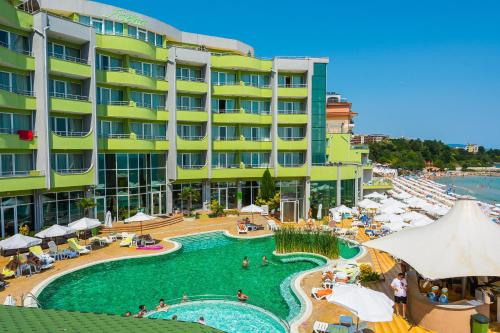 a view of a hotel with a swimming pool at MPM Hotel Arsena - Ultra All Inclusive in Nesebar