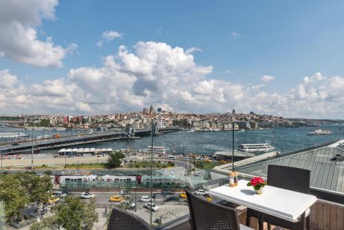 a view of a river and a city at Alpek Hotel in Istanbul