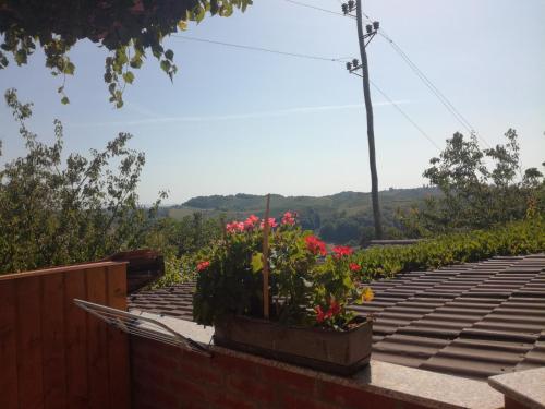 a view from the roof of a house with flowers at Agroturism Jures in Ljutomer