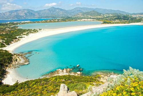 an aerial view of a beach in croatia at Fede & Francy in Quartu SantʼElena