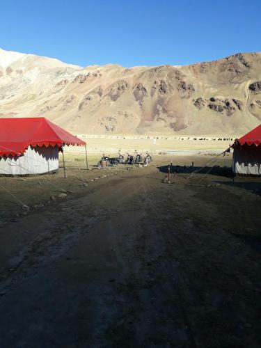 a group of tents and horses in the desert at Himalayan Routes Camp Sarchu in Sir Bhum Chun