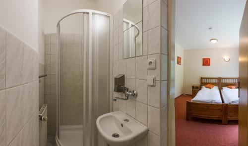 Koupelna v ubytování Penzion & Řízkárna