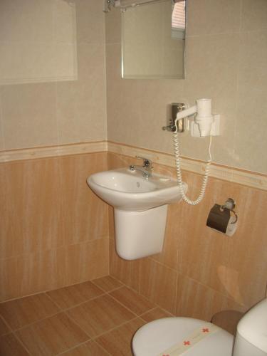 a bathroom with a sink and a toilet at Family Hotel Miglena in Govedartsi