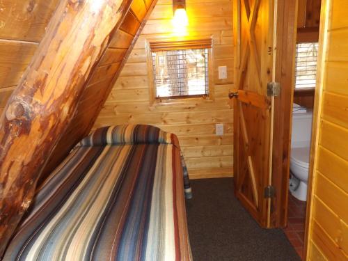 a log cabin with a bunk bed in a room at Arizona Mountain Inn & Cabins in Flagstaff
