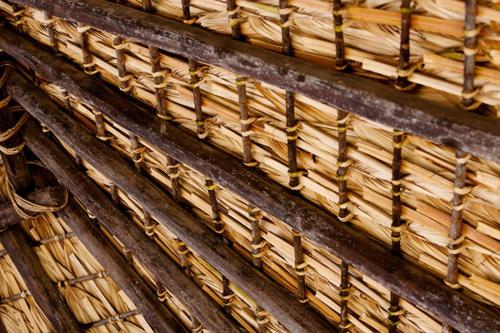 a close up of a wooden roof of a building at El Alquimista Yoga Spa in Zipolite