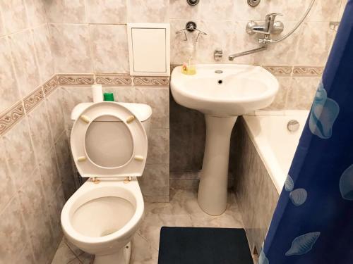 モスクワにあるApartment Novinkiのバスルーム(トイレ、洗面台付)