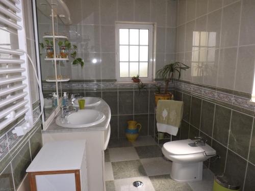 a bathroom with a sink and a toilet at Villa Estrelamar in Boliqueime