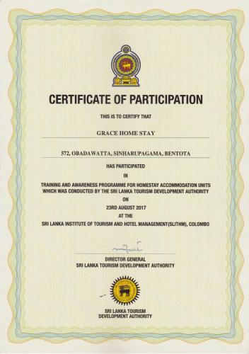 a fake certificate of participation in ansicsnsicsnsicsnsics at Grace Villa Bentota in Bentota
