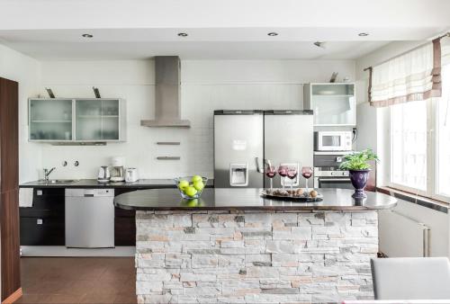 Kuchyň nebo kuchyňský kout v ubytování Apartment Pohjantähti