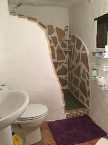 a bathroom with a toilet and a sink at Cueva Chelaja in Galera