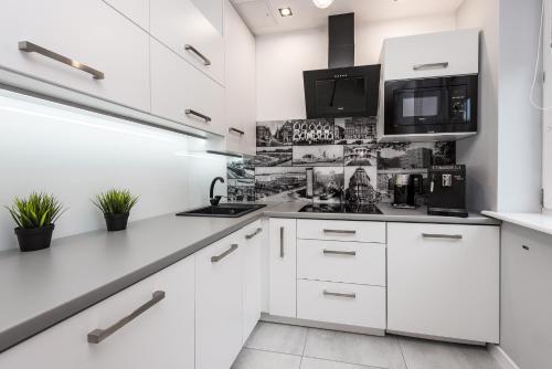 Dapur atau dapur kecil di Apartament Silesian Vip