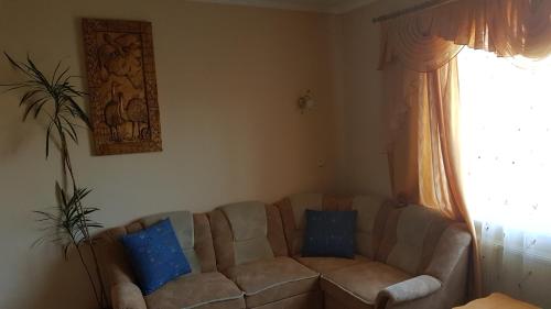 a living room with a couch and a window at Lara in Solochin