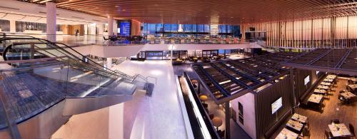 an overhead view of a large building with a lobby at Hyatt Regency Chicago in Chicago