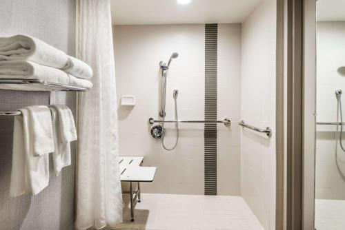 a bathroom with a shower and a sink at Hyatt Place Atlanta Duluth Johns Creek in Johns Creek