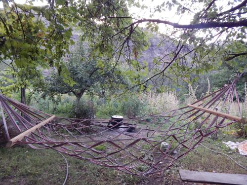 a hammock in a field under a tree at Nato Gesthouse in Uraveli in Akhaltsikhe