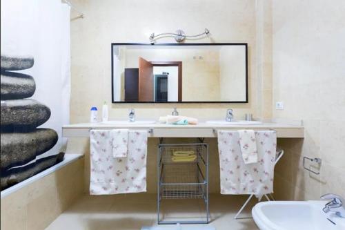 y baño con lavabo y espejo. en Apartamento La Salle, en Santa Cruz de Tenerife