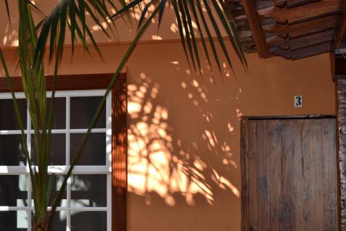 a shadow of a plant on a wall with a window at Hotel Emblemático San Marcos in Icod de los Vinos
