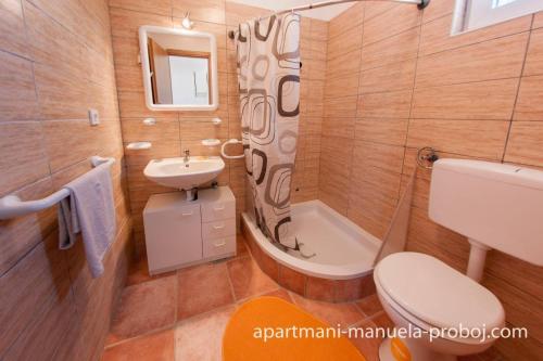 Koupelna v ubytování Manuela Apartmani Proboj