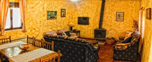 アレーナス・デ・サン・ペドロにあるLos Sotillos De Gredosのリビングルーム(ソファ、暖炉付)