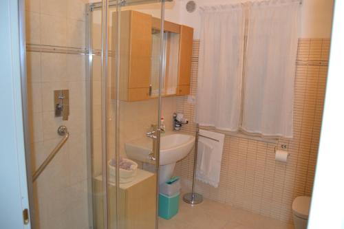 a bathroom with a shower and a sink and a toilet at Dai Nonni, B&B a Chieti in Chieti