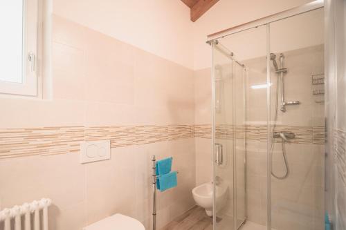 un bagno con doccia e WC di Agriturismo Sarca House a Dro