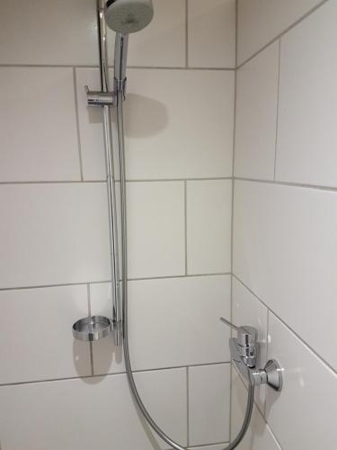 a shower with a shower head in a bathroom at Ferienwohnung Oliver in Fritzlar