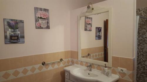 een badkamer met een wastafel en een spiegel bij Villa Rosi in Capitana