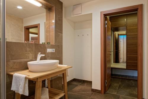 a bathroom with a sink and a mirror at Pension Laa Natura in Laa an der Thaya