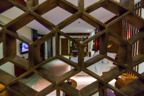 an aerial view of a living room and dining room at Golden Temple Boutique in Siem Reap