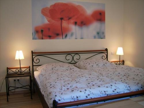 Ένα ή περισσότερα κρεβάτια σε δωμάτιο στο Villa Amelie