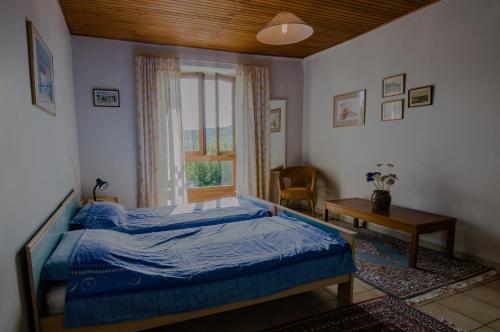 ChauzonにあるLes 23 Mûriersのベッドルーム(ベッド1台、窓付)