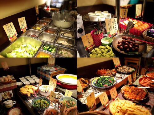 a collage of photos of a buffet with food at Hotel Excel Okayama in Okayama