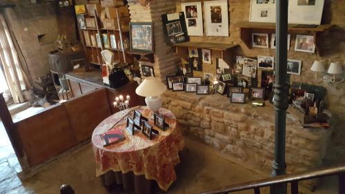 an overhead view of a room with a table and a lamp at Carmen De Arnas in Colungo