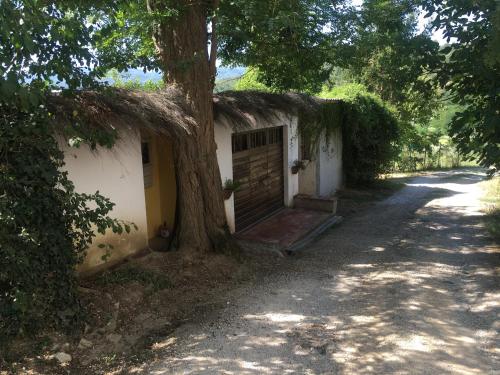 a small house with a tree and a door at Villa Baronzola in Montevarchi
