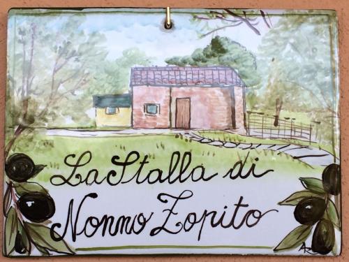 a painting of a house with the wordsbahili ale tomato tomato at La stalla di nonno Zopito casa vacanze in Loreto Aprutino