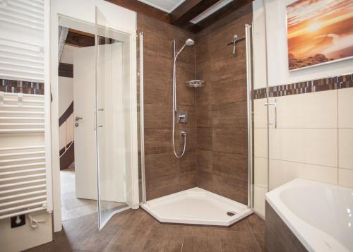 a bathroom with a shower and a sink at Margaritenweg 31-F, Winterberg-Niedersfeld in Winterberg