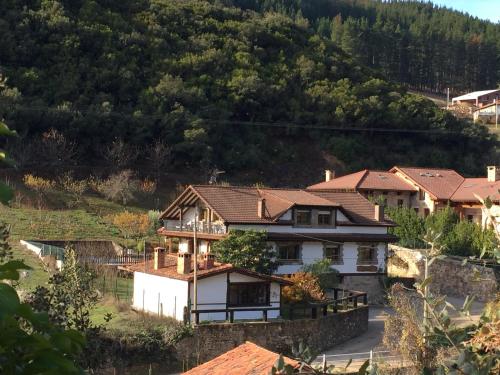 a house with a mountain in the background at Apartamento Valverde II in Potes