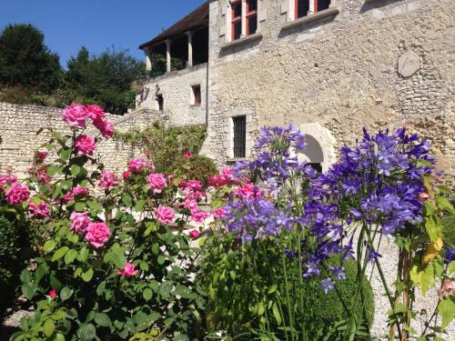 un giardino di fiori di fronte a un edificio di Demeure des Vieux Bains a Provins