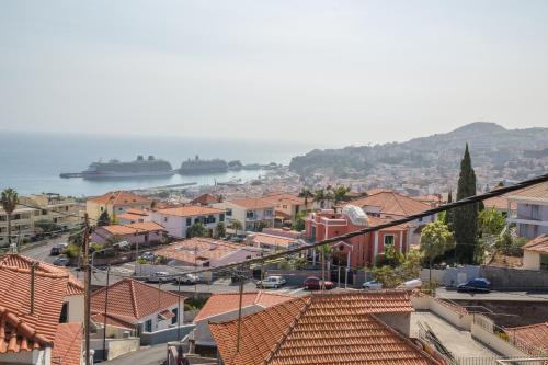 a view of a city with ships in the water at Rochinha House in Funchal