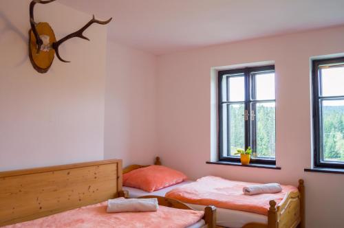 Posteľ alebo postele v izbe v ubytovaní Apartment-Chalet-Chaloupka U Trnků