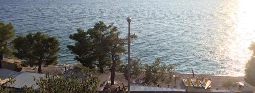 a view of a body of water with trees at Apartments Nevenka i Josko in Tučepi